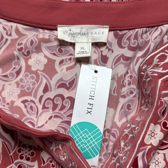 Magnolia Grace Alhambra Embroidered Trim Knit Dress Coral Sz XL NWT - Picture 7 of 11